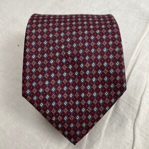 Christian Dior Burgundy Diamond Pattern Silk Tie